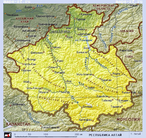 Республика Алтай. Фото с сайта https://maps-rf.ru/respublika-altaj/