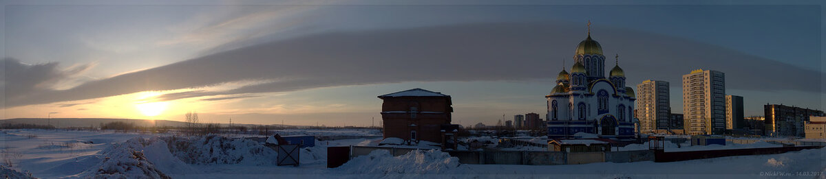Рассвет близ Храма - панорама © NickFW.ru - 14.03.2017г.