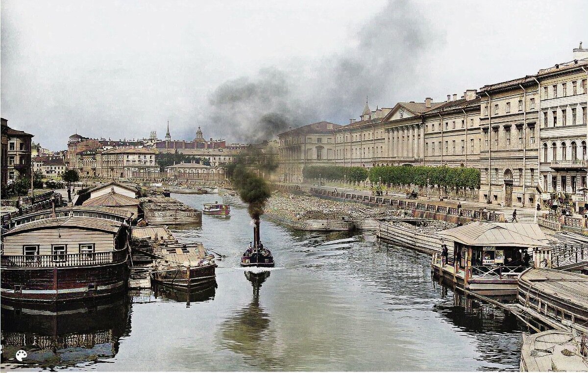 1900-е. Река Фонтанка возле Аничкова моста