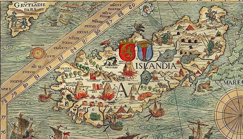 Исландия на старой шведской карте, 1539 г.