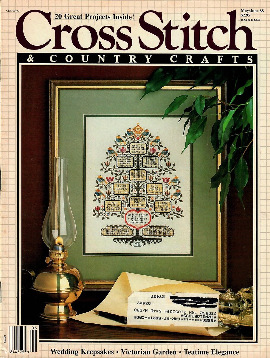 Обложка журнала Cross Stitch and Country Crafts, май/июнь 1988, здесь и далее все фото взяты из журнала автора блога