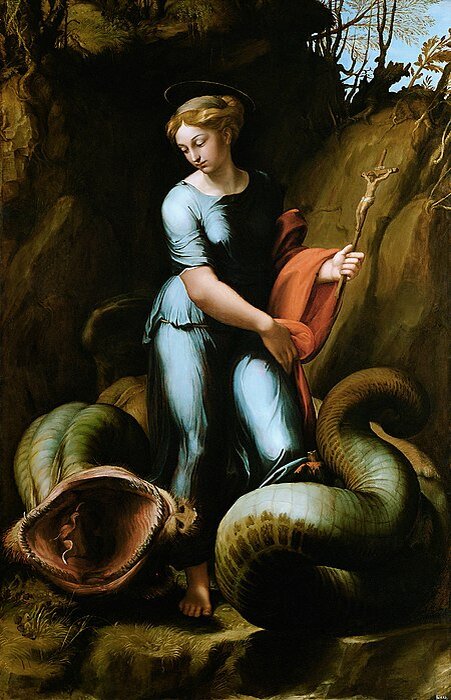 Рафаэль. Святая Маргарита. 1518. Источник: https://en.wikipedia.org/wiki/St_Margaret_and_the_Dragon_(Raphael)