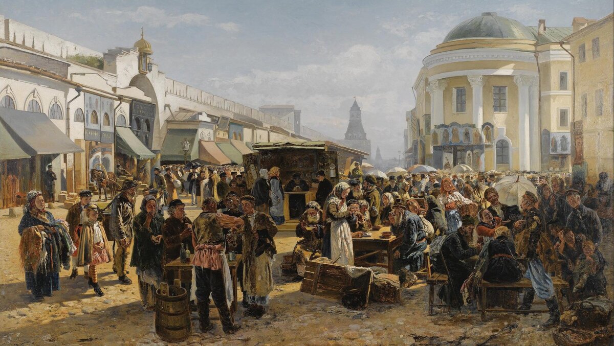 В.Е.Маковский, Толкучий рынок в Москве, 1879