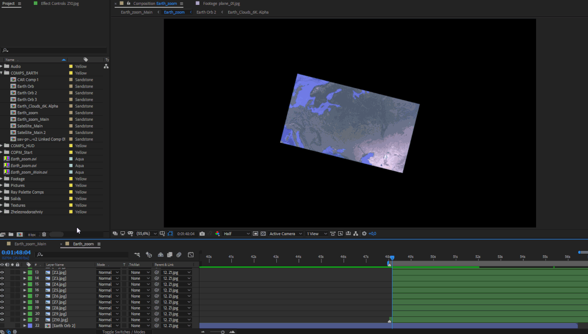 Эффект приближения земли в After Effects. ©Александр Самолюк