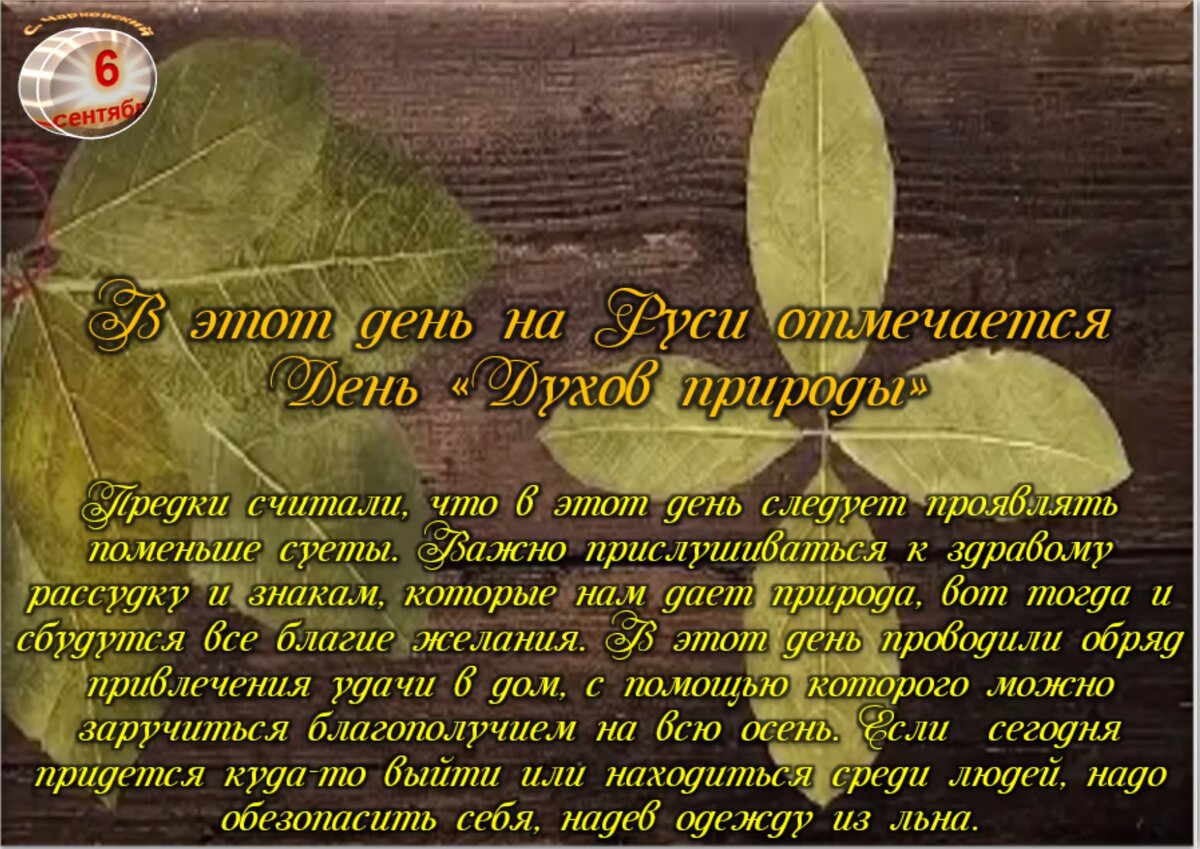 6 сентября - Приметы, обычаи и ритуалы, традиции и поверья дня. Все  праздники дня во всех календарях. | Сергей Чарковский Все праздники | Дзен