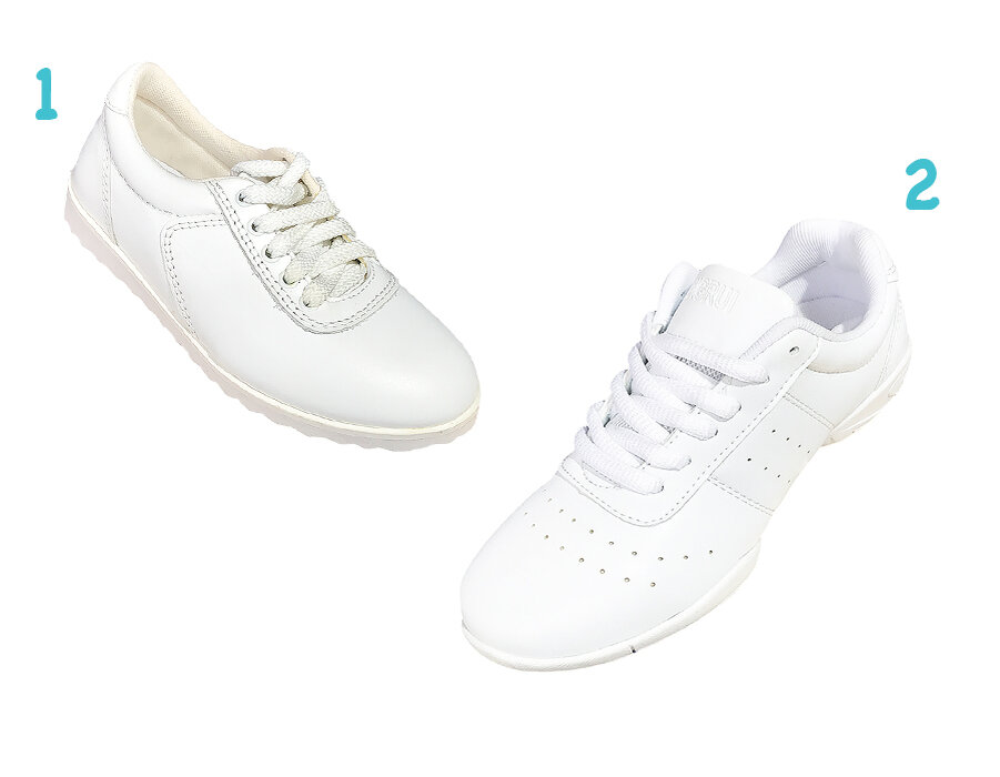 Посмотрите на эту фотографию и постарайтесь определить: сколько стоит первый и второй экземпляр белых танцевальных кроссовок? А также, какой экземпляр покупают/заказывают чаще всего?