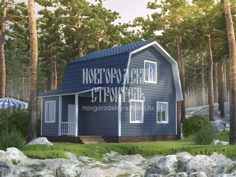 Окрашенный фасад делает облик сруба более нарядным и ярким