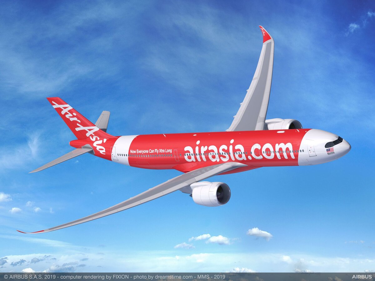 Airbus A330-900 в ливрее AirAsia, рендер