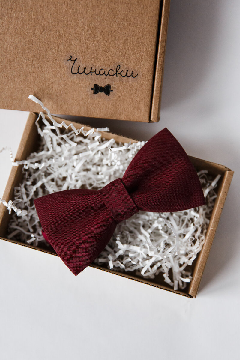 Галстук-бабочка Бургундия и темно-синий нашего производства