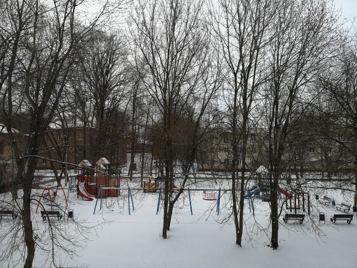 31 марта 2020 года. Зима в Москве. Карантин. Вид из моего окна. Фото Светы Давыдовой
