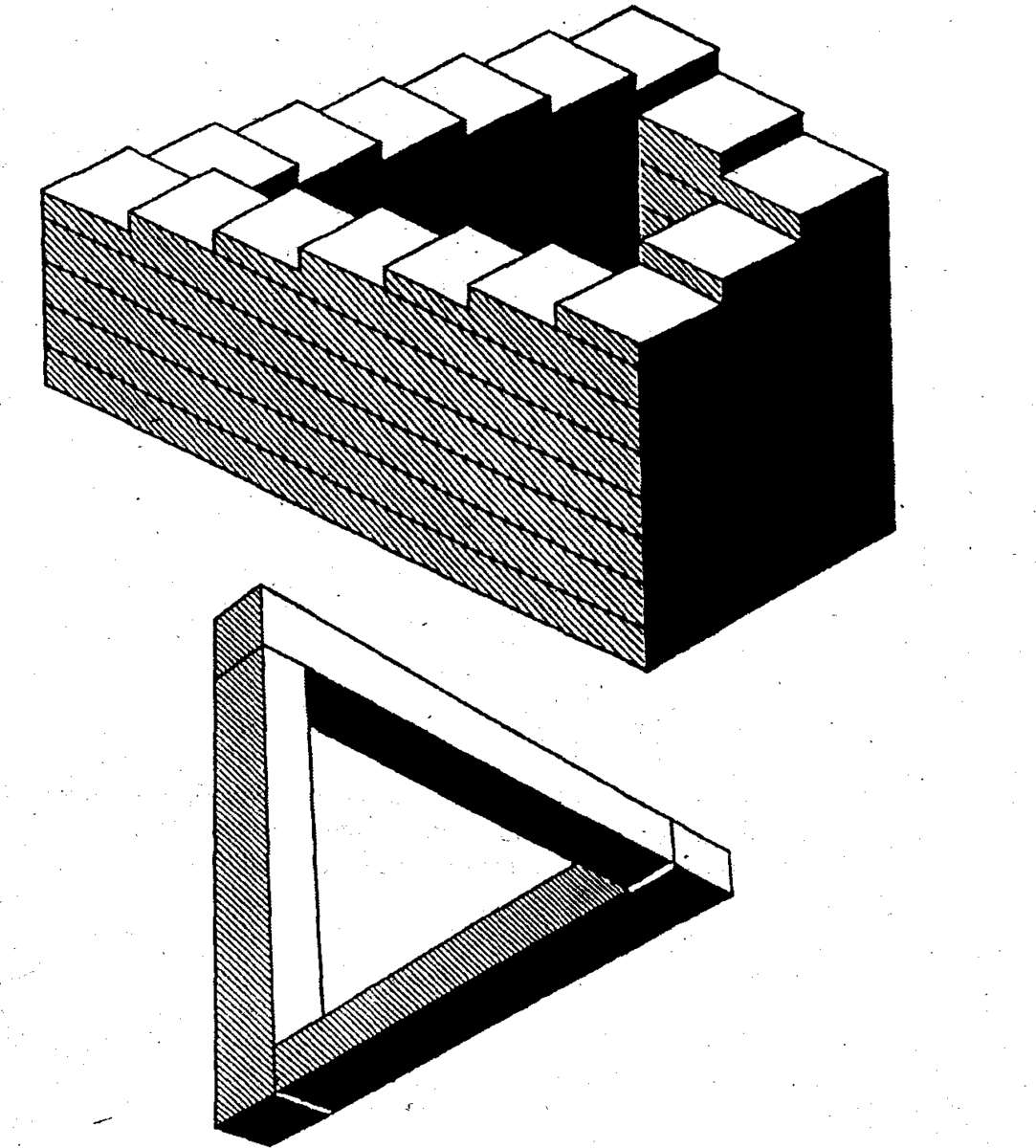 Бесконечная лестница рисунок. Невозможные фигуры. Иллюзии фигуры. Невозможные фигуры иллюзии. Оптические иллюзии невозможные фигуры.