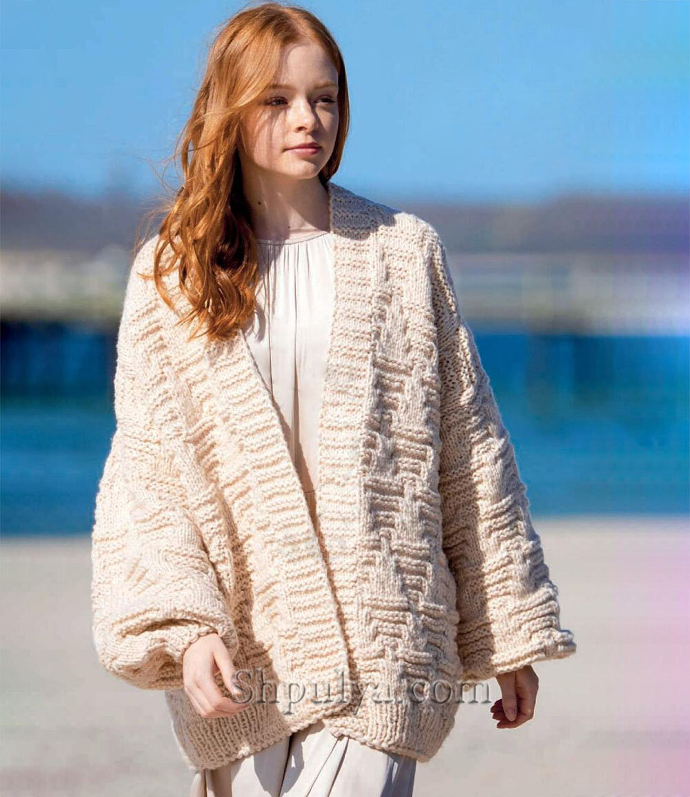 Кардиган с узором из треугольников