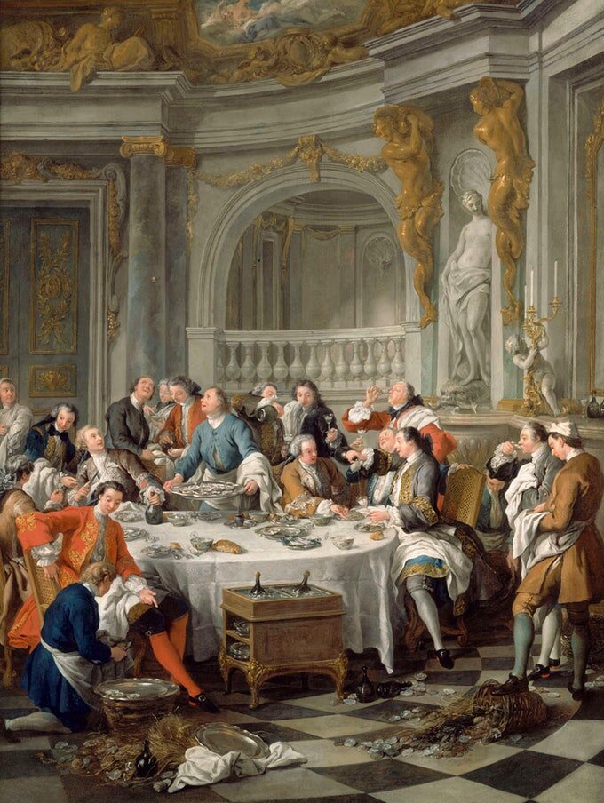 «Поедание устриц», картина Жана-Франсуа де Труа, 1734 год.