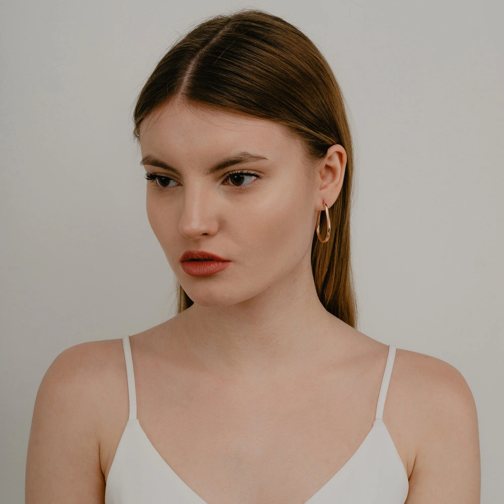 Серьги конго из красного золота