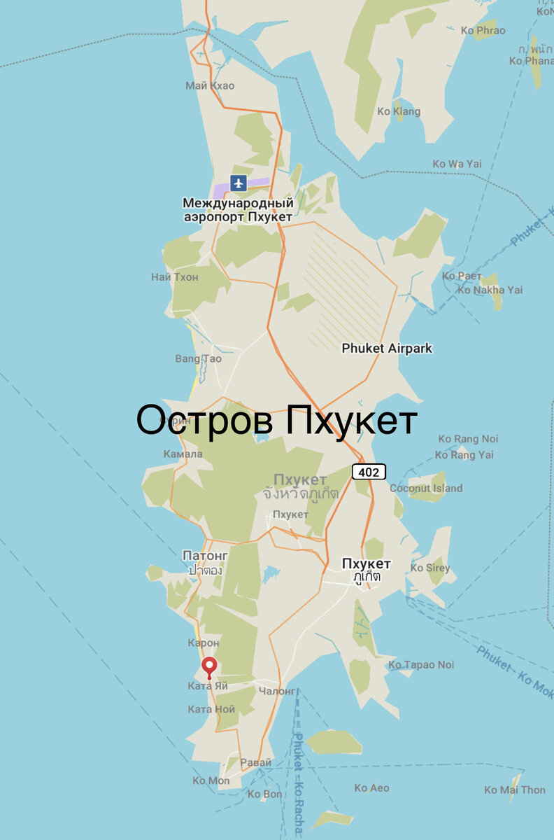 Карта острова. Точкой отмечен наш отель
