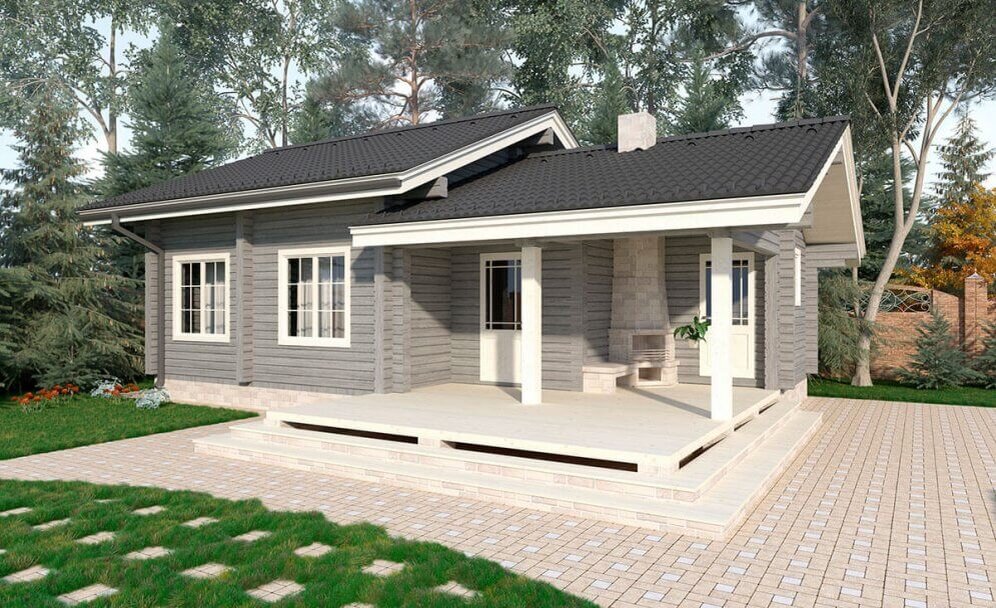 Проект бани из бруса B-57 Restyling от "Экохоум"