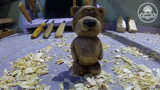 Медведь из валежника, Детализация медведя, Bear from, Wood carving, Bear made of wood