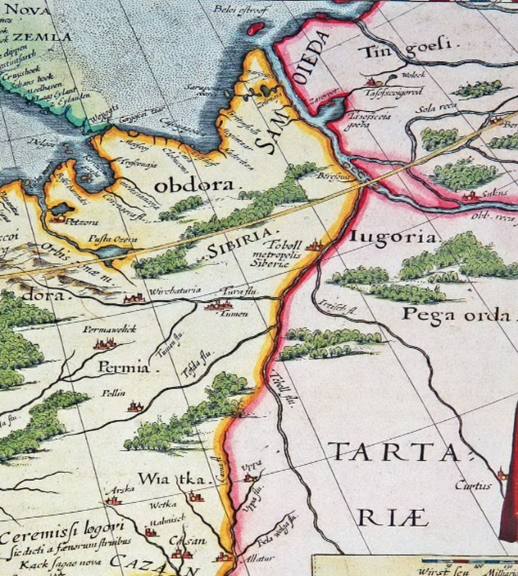 Часть карты TABVLA RUSSIAE" из Большого Атласа Блау 1665 года.