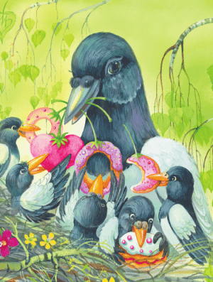 За калиновым мостом, на малиновом кусту, калачи медовые выросли да пряники с начинкой. Каждое утро прилетала сорока-белобока и ела пряники.