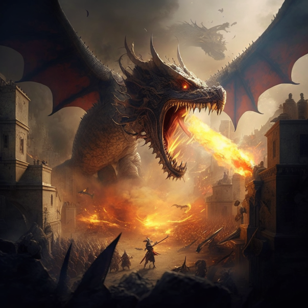 Нападения дракона на город 2019. Дракон атакует