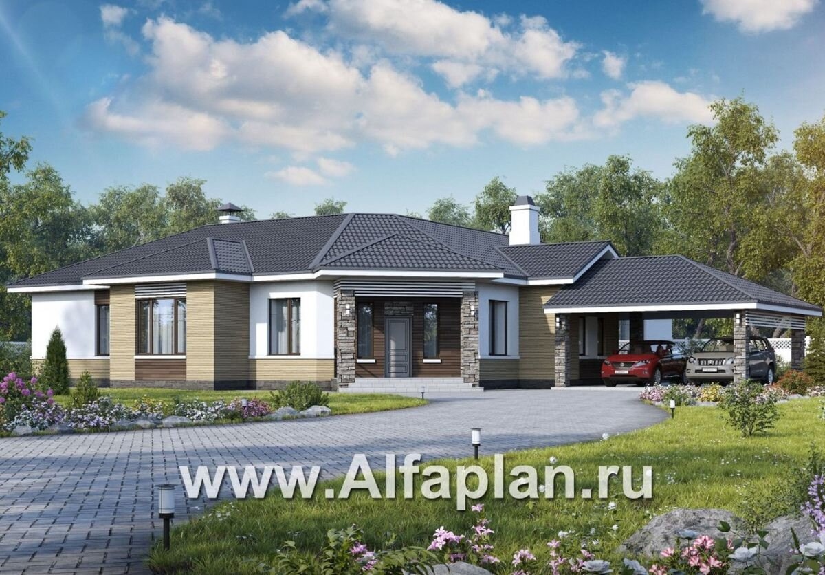 НА СЛАЙД-ШОУ 4 ФОТО: Проект эксклюзивного одноэтажного дома "Альтер Эго" 350А