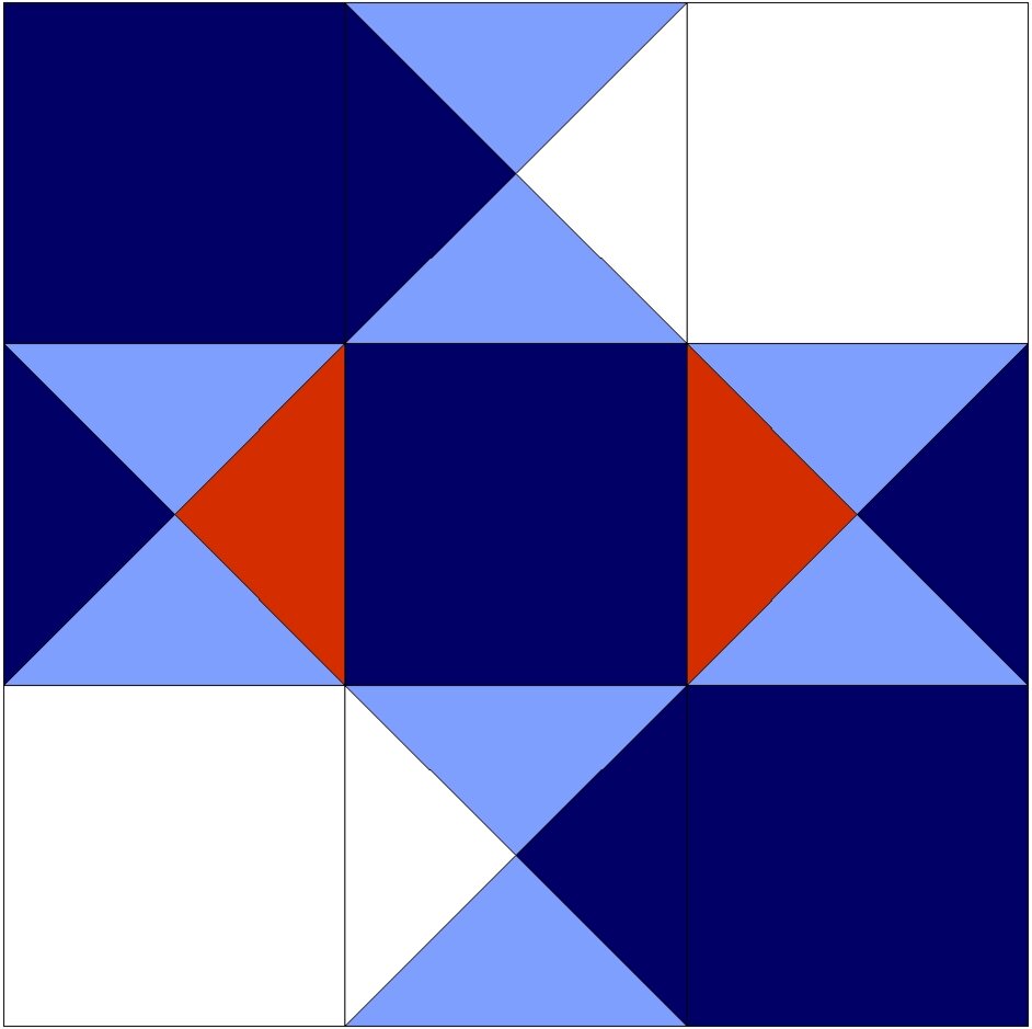 2 Лоскутный узор "абстракция" 3х3 квадрата 4 цвета 