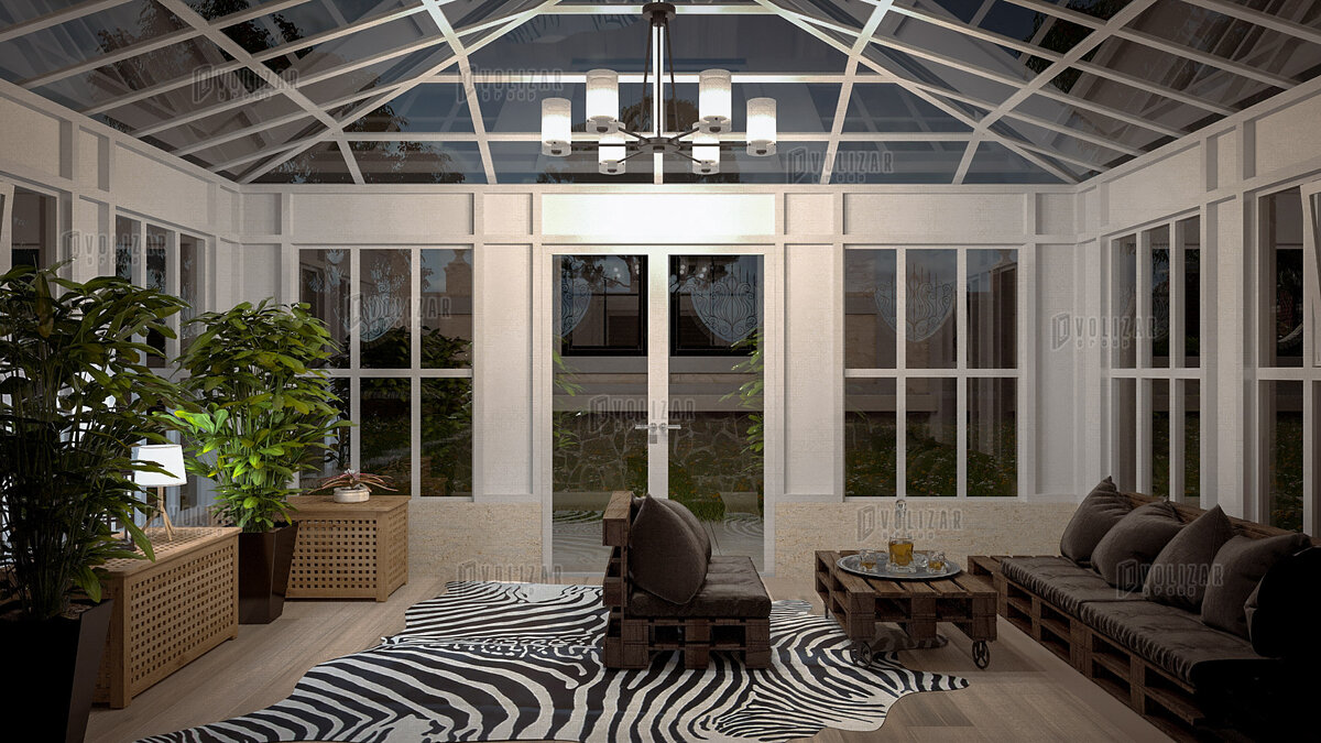 Вариант интерьера алюминиевого зимнего сада