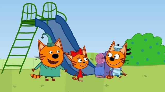 Кадр из той серии мультика "Три кота". Котенок захотел стать альпинистом и для тренировки взял непомерно тяжелый рюкзак и чуть не надорвался.