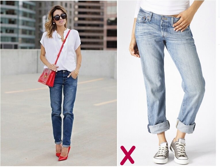 Женские джинсы с подворотами