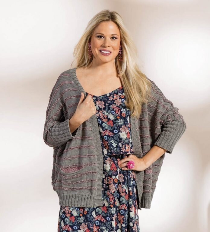 Вязаный жакет Plus Size с цельновязанным рукавом 