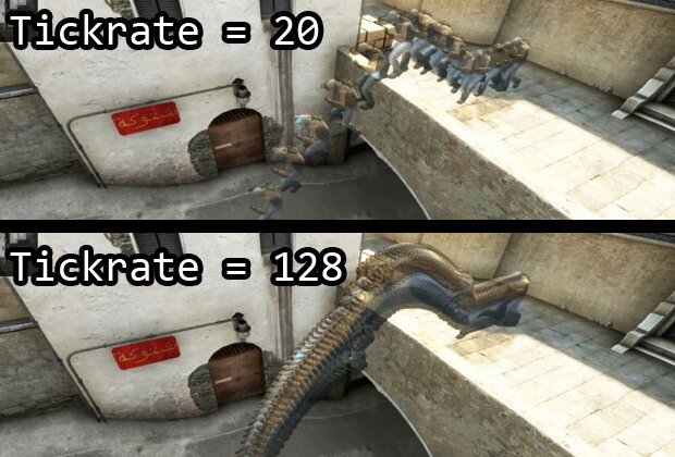 Наглядный пример влияние tickrate на передвижение противника.