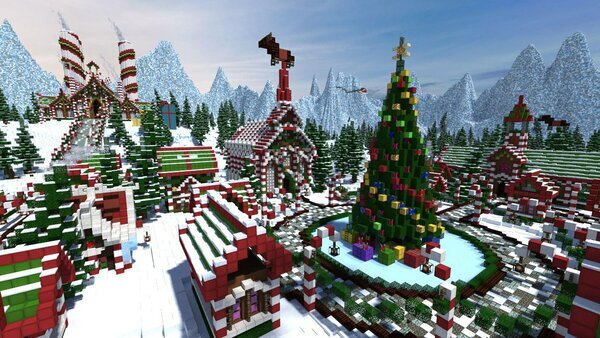 Скриншот новогодней карты в Minecraft