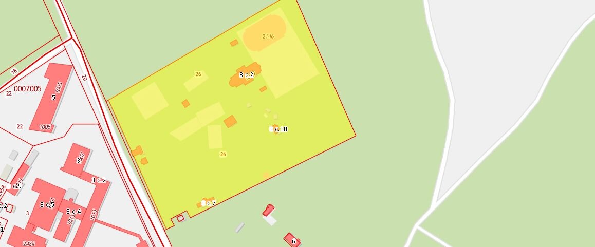 Кадастровая карта. выделенный участок в парке Покровское-Стрешнево
