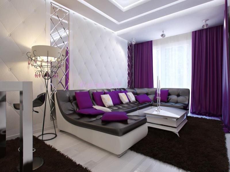 гостиная в фиолетовых тонах