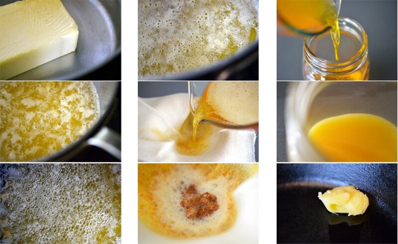 Поэтапное приготовление масла гхи. Картинка из сети Интернет