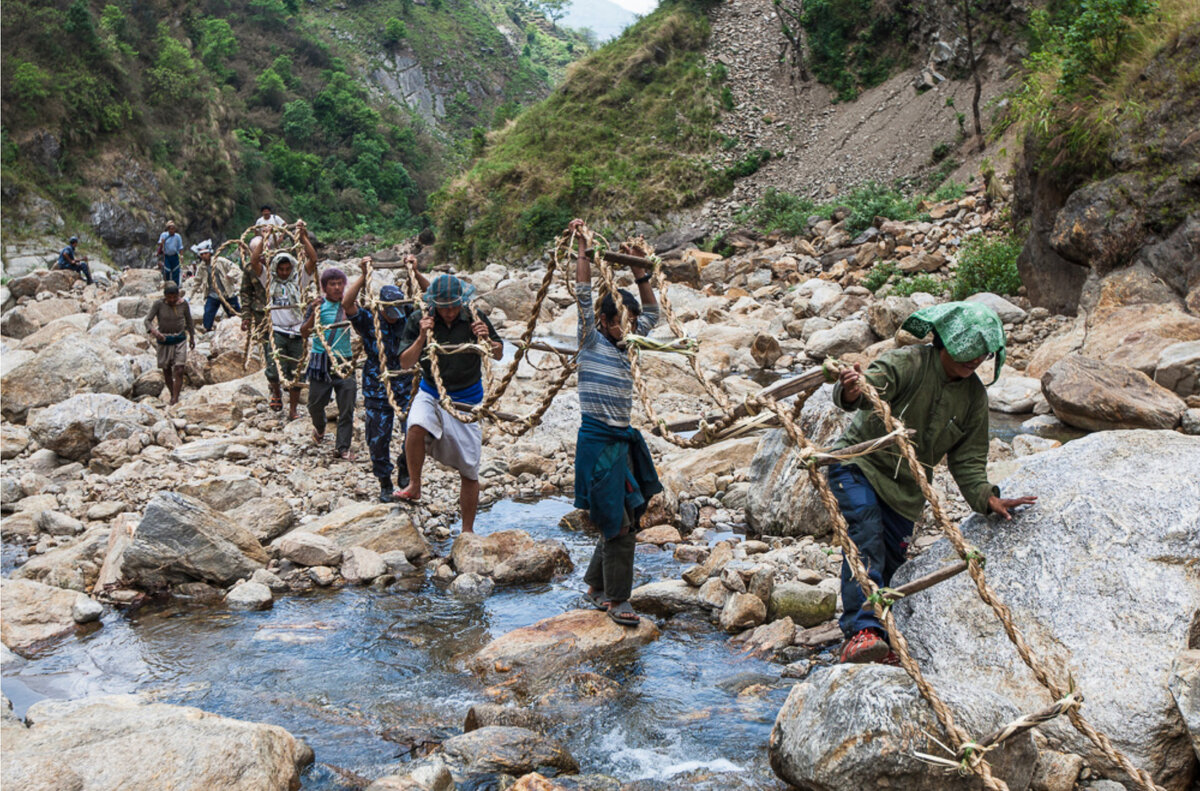 Одна из самых опасных профессий в мире - добывать мёд в неприступных горах Гималаев.