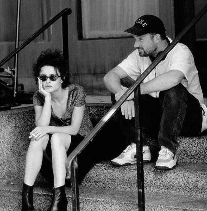 Но роль досталась потрясающей Хелене Бонем Картер. Фото со съемок фильма "Бойцовский клуб"