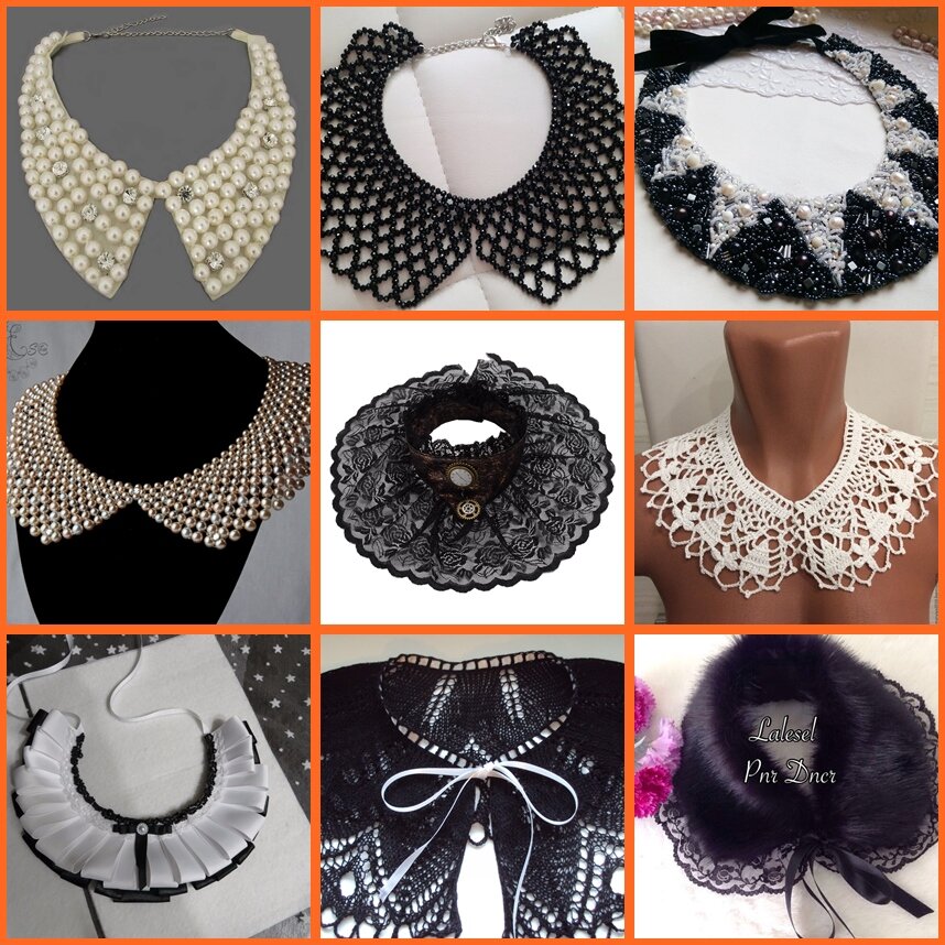 различные виды съемных и пришивных воротничков