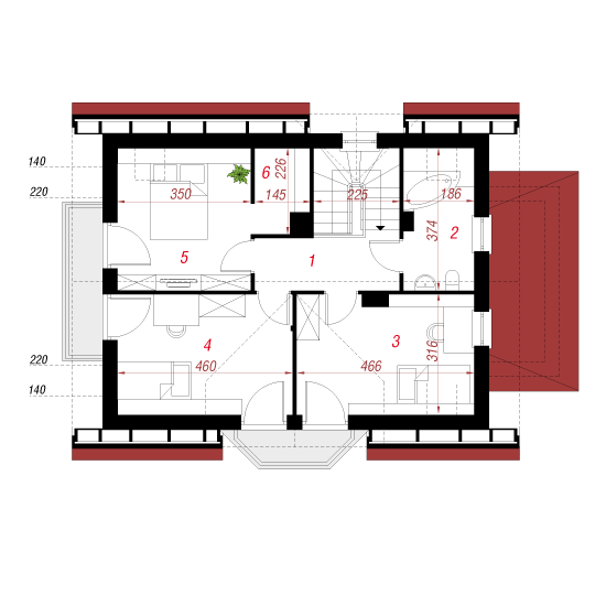 Проект дома 185 м2 с мансардой, эркером, балконом и террасой - 103-10