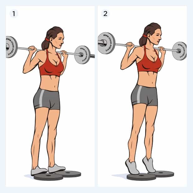 Стой подъем. Подъем на носки стоя со штангой. Упражнение подъем на носки стоя. Подъем на носки со штангой. Подъемы на носки стоя со штангой на плечах.