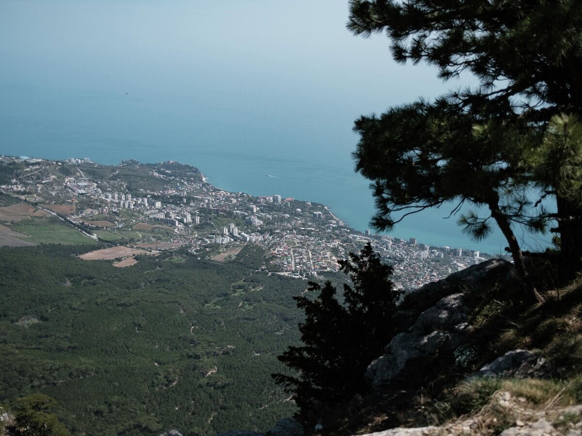    Вид на побережье Черного моря с вершины горы Ай-Петри в Крыму© РИА Новости / Илья Питалев