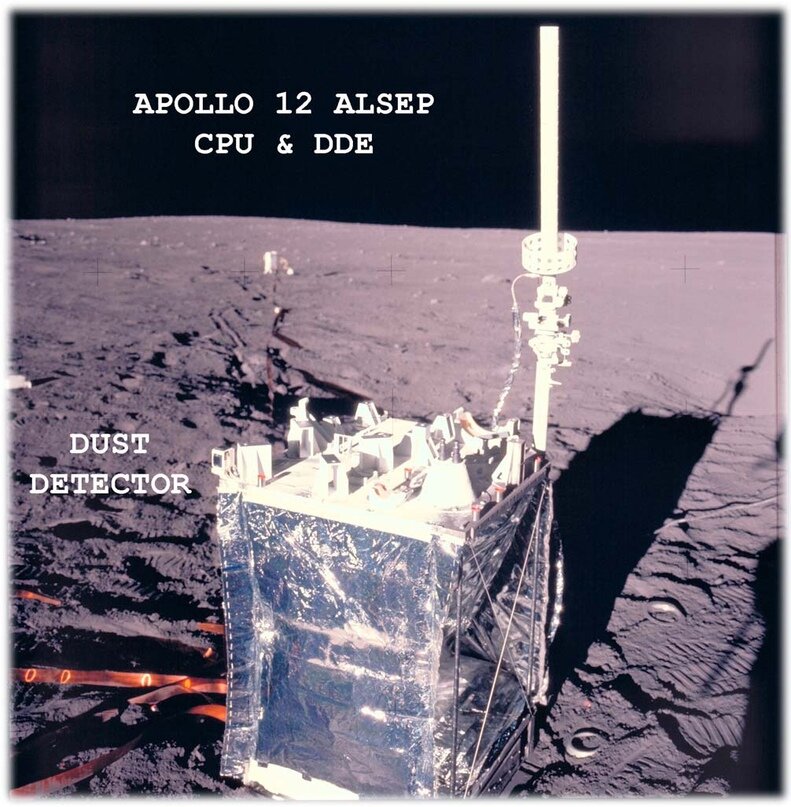 Прибор для измерения осаждения лунной пыли DDE (Dust Detector Experiment) во время экспедиции Apollo 14.