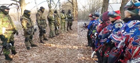 Скрин шот с видео: Пейнтболисты против спецназа 
