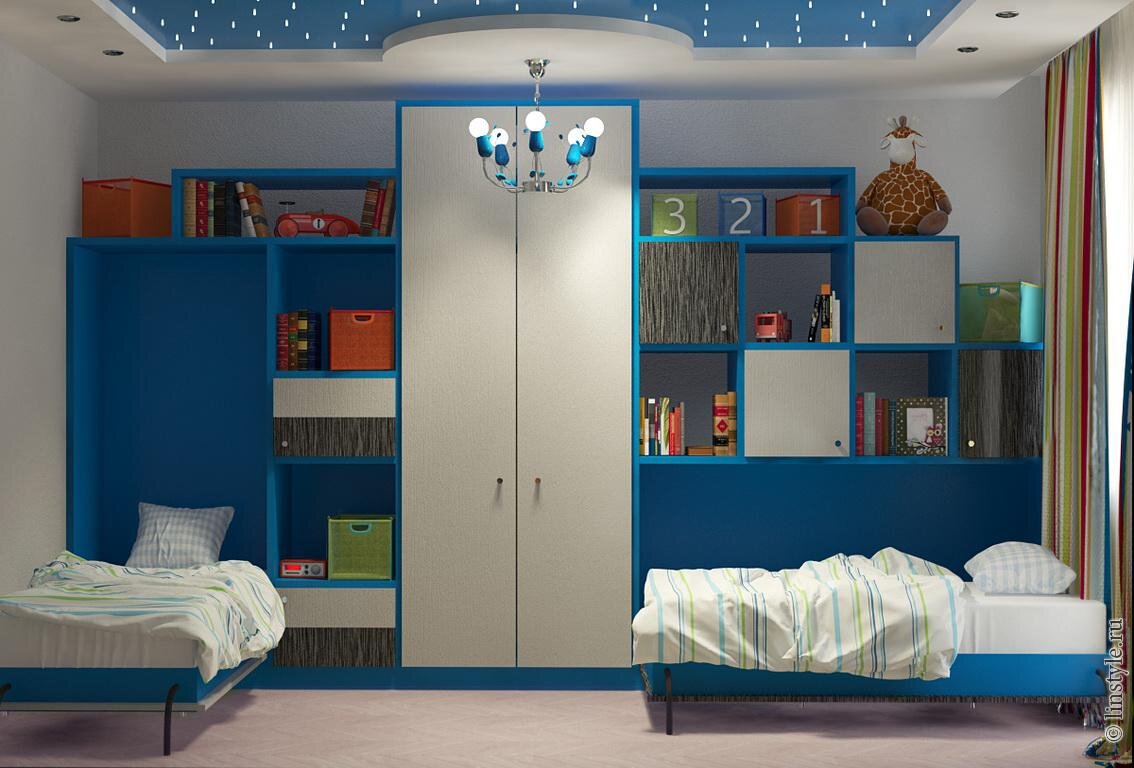Откидные кровати в детской. Фото из портфолио дизайн-бюро "Линия стиля"