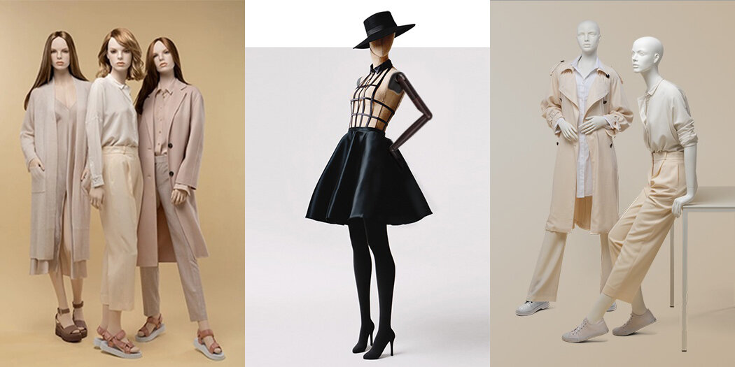На фото: Реалистичные, портновские, абстрактные манекены