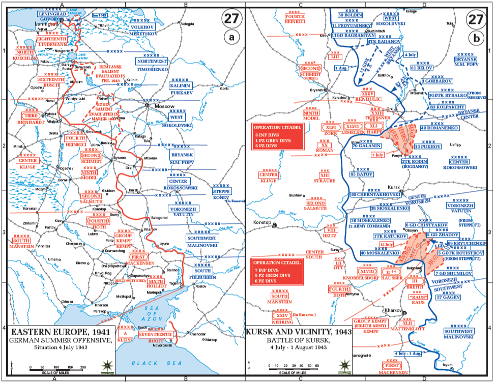 Курская битва, июль 1943 (источник - военная академия США, USMA) 