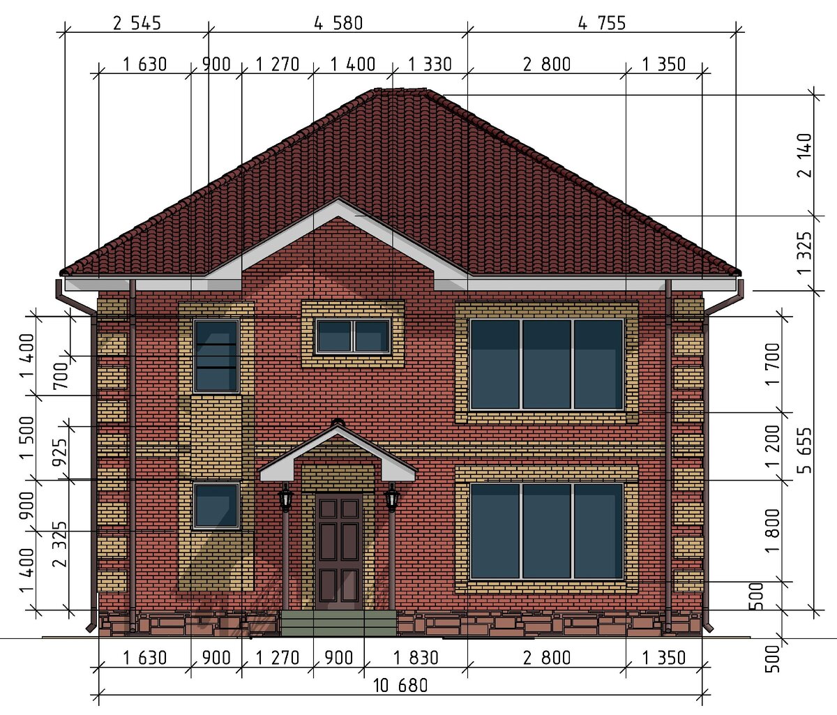 Просторный двухэтажный дом для семьи до 8 человек на 170 м² из кирпича ??