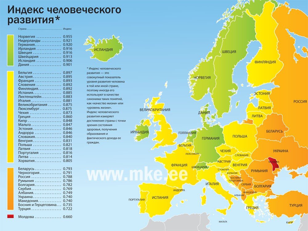 Карта уровня жизни в мире