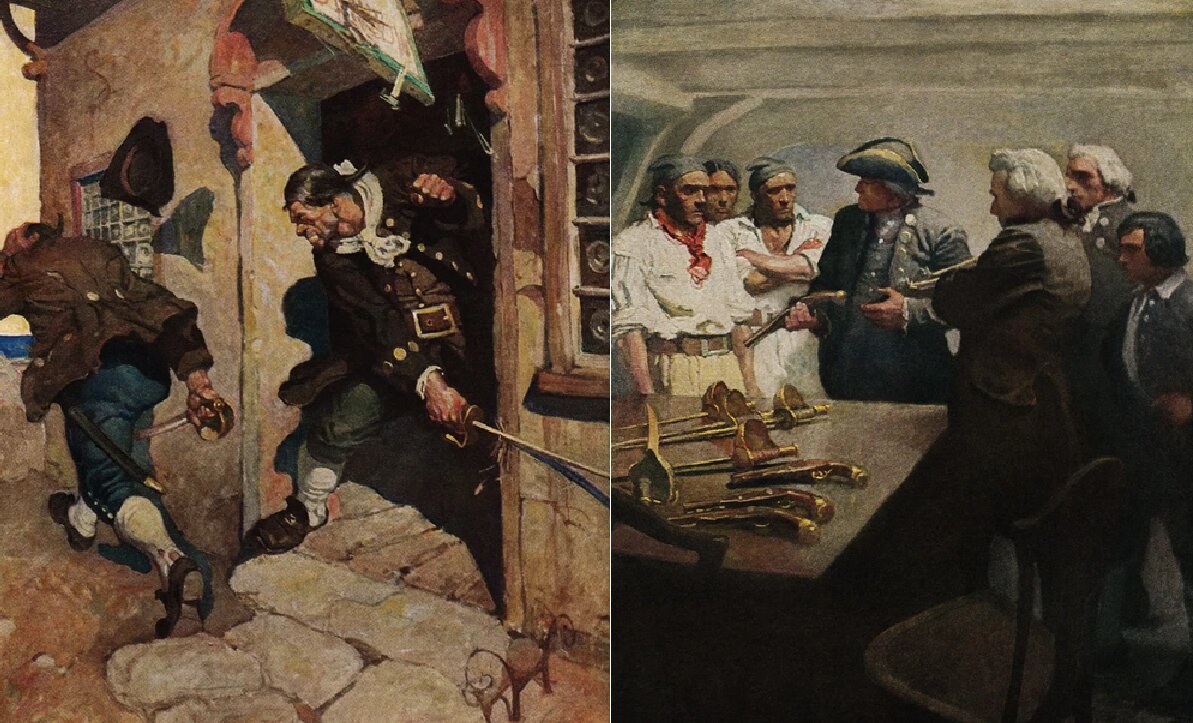 С художника Н. С. Уайета спрос по деталям невелик - он больше рисовал ковбойскую тематику - про первопроходцев; но зато в цвете - хотя порой его работы выглядят как открытки, празднично что ли, плакатно.