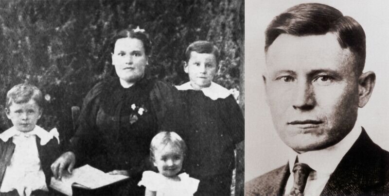 Сандерс с семьей и он же в молодости (справа). Фото с сайта https://promenade.miraheze.org/